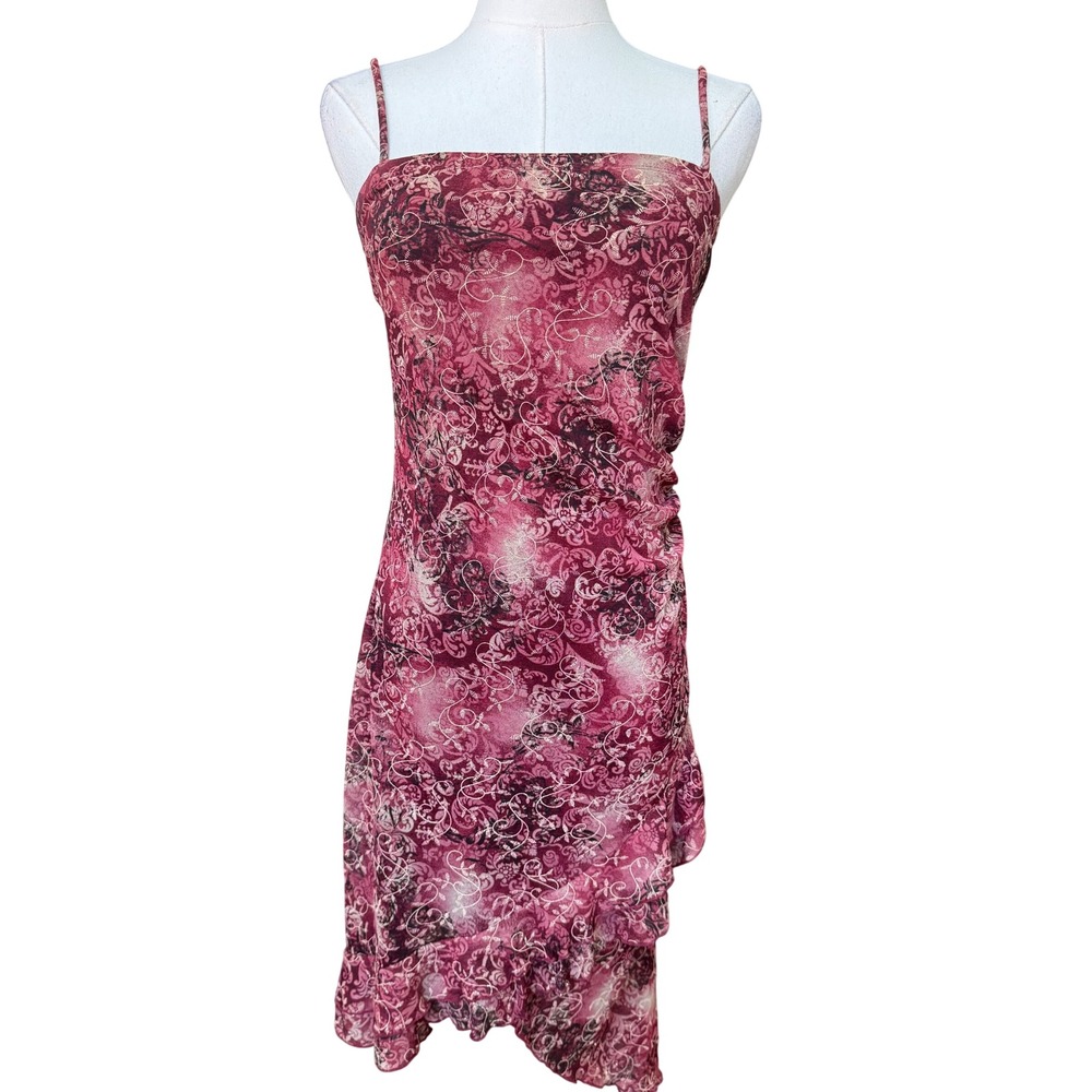 Vintage Y2K Fairy Grunge Whimsigoth Slip Dress Size M Asymmetrical Hem Ruffle